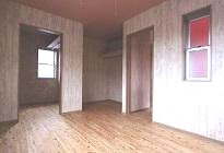 ピンクの和室リビング無垢のフローリング